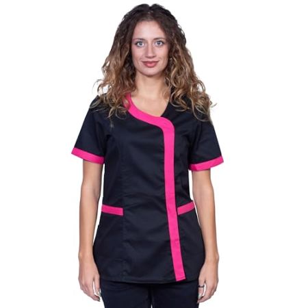 Fratelli D'Italia Blouse De Travail Noire Pour Femme, Modèle Slim Et Confortable