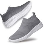 Vibdiv Chaussures À Enfiler Femme Chaussettes Baskets De Marche Jogging Chaussures De Travail Décontractées Intérieur Extérieur Gris