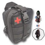 trousse de secours complète militaire noire tactique Kit compact 103 pcs ASSEMBLE EN FRANCE +3 tire tiques Se fixe à la ceinture Conçu pour tout...