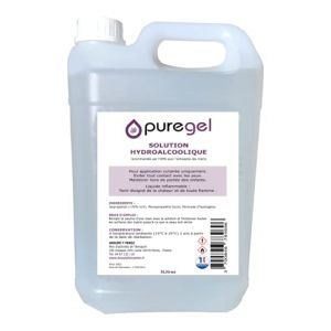 BeautyfulCenter | Puregel | Solution Hydro-Alcoolique Main Bidon de 5 Litres, Lotion désinfectante main - Fabrication Française