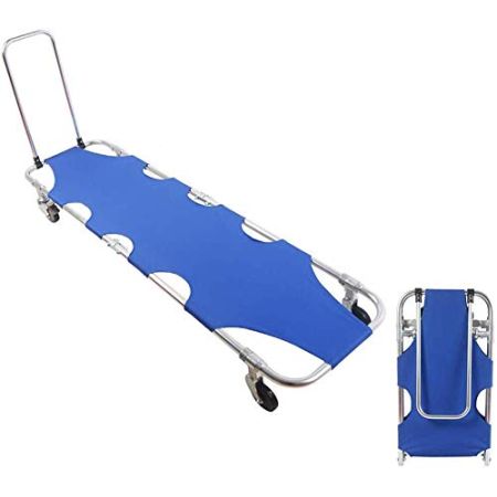 SSCYHT Folding Aluminum Alloy Stretcher with Wheels, Portable Four-Wheel Multifunctional Emergency Stretcher