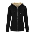 LBL Women's Fleece Jacket Warm Polar Lined Zip-Up Hoodie Long Sleeve Sweatshirt for Winter Black S