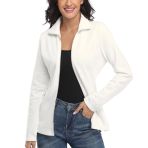 Women's Zip-Up Hooded Sweatshirt Sport Long Sleeve Jacket Windbreaker Coat White Size M