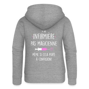 Spreadshirt Je Suis Infirmière Pas Magicienne Humour Cadeau Veste À Capuche Premium Femme, L, Gris Chiné