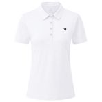 Jinshi Femme Polo Shirt de Sport à Manches Courtes Golf Tennis Tops Blanc M