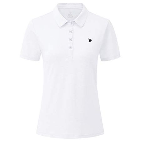 Jinshi Femme Polo Shirt de Sport à Manches Courtes Golf Tennis Tops Blanc M