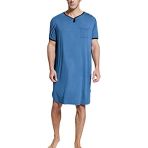 FEOYA Homme Chemises De Nuit En Coton Manches Courtes Col V Pyjamas Pour Hôpital Et Maison - Bleu XL