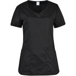 B-Well INES Short Sleeve Esthetician Blouse Black with Pockets