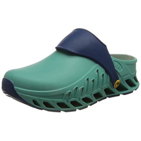 Scholl Evoflex - Zoccoli Unisex - Zoccoli sanitari con cinturino e plantare anatomico - Calzature Ospedaliere Verde - Antistatico e antiscivolo