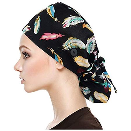 MINYING Calot Chirurgical Fleur Chapeau d'infirmière Bonnet Chirurgical Tissu Turban Chimio Coton pour Filles Femmes Chapeaux Bonnet de Bain Bande...