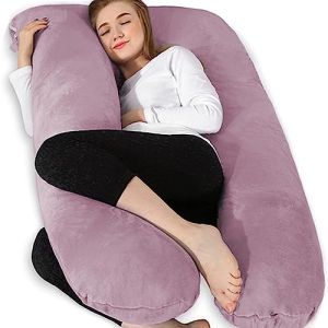 Chilling Home Coussin de Grossesse en Forme de U en Velours Amovible - Violet