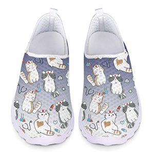 Uoimag Cute Cat Nurse Shoes Gift for Women Fashion Lightweight and Breathable Sneakers