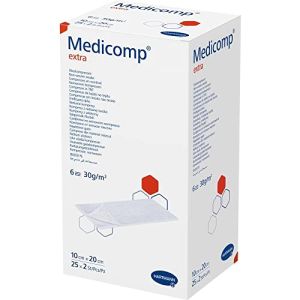 Medicomp Extra Lot de 25 x 2 compresses non tissées stériles 6x 10 x 20