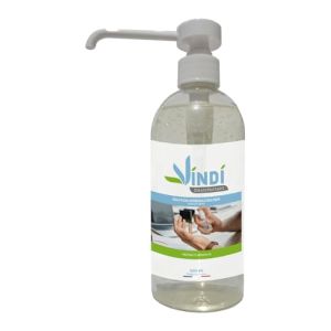 Vindi Désinfectant solution hydroalcoolique - Flacon pompe de 500ml - Fabrication Française - 76% d'alcool - Désinfection des mains et des surfa...