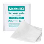 Medrull - Compresses non tissés non stériles - Ultra doux - 4 épaisseurs - 10 cm x 10 cm - Lot de 100 compresses - Compresses absorbantes - Tiss...