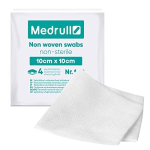 Medrull - Non-Woven Non-Sterile Compresses - Ultra Soft - 4 Layers - 10 cm x 10 cm - Lot of 100 Compresses