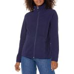 Amazon Essentials Veste à Fermeture Éclair Intégrale en Polaire Douce, Coupe Classique (Grandes Tailles Disponibles) Femme, Bleu Marine, L