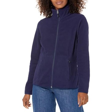 Amazon Essentials Veste à Fermeture Éclair Intégrale en Polaire Douce, Coupe Classique (Grandes Tailles Disponibles) Femme, Bleu Marine, L