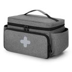 CURMIO Sac Familial de Rangement pour Médicaments et Premiers Secours, Étui Vide Gris