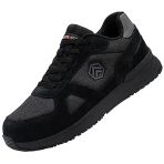 Larnmern Pro Chaussures de Sécurité Hommes Embout Acier Protection Antidérapante Léger Respirante Basket de Travail Noir Taille 43EU