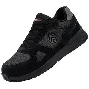 Larnmern Pro Chaussures de Sécurité Hommes Embout Acier Protection Antidérapante Léger Respirante Basket de Travail Noir Taille 43EU