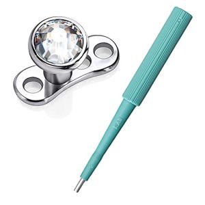 Warrior Dermal Anchor with Crystal Titanium G23 Sterile and Disposable Biopsy Kai Punch Dermal Piercing Tool Kit