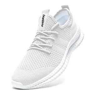 Tvtaop Chaussures de Sport Running Femme Sneakers Fitness Basket Tennis Légères Respirantes Outdoor Training, Blanc 39 EU