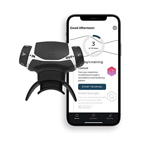Airofit Active™ Entraîneur Respiratoire et Application de Respiration Guidée | Entrainement Musculaire pour améliorer la capacité pulmonaire ...
