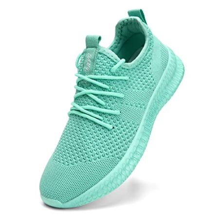 Tvtaop Chaussures de Sport Running Femme Sneakers Fitness Basket Tennis Légères Respirantes Outdoor Training, Vert 41 EU