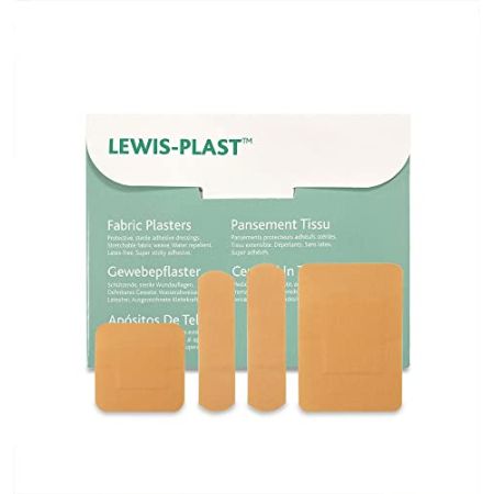 Lewis-Plast Premium Breathable Fabric Bandage Assortment - Box of 100 Medical-Grade Waterproof Bandages - Suitable for All Types of Wounds