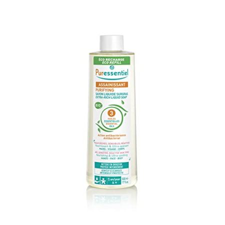 Puressentiel Savon Liquide Surgras Aux 3 Huiles Essentielles BIO - Antibactérien - Visage, Mains Et Corps - Peaux Sèches, Sensibles Et Réactives