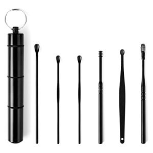 Fumanduo 6PCS Cérumen Curette Cure-Oreilles Nettoyeur Médical en Acier INOX