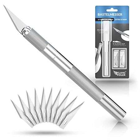 Klangfeiler® Scalpel avec 10 Lames - Cutter de Précision pour Modélisme et Artisanat