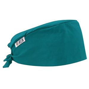 Calot De Bloc Calot Médical Cheveux Courts Unisexe 100% coton (Vert turquoise)