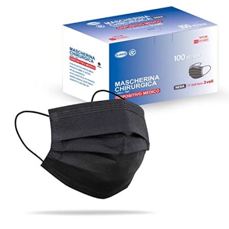 Stone&Stone Masques CHIRURGICAUX noir bleu certifiés CE Type IIR BFE ≥ 98% DISPOSITIF MÉDICAL 3 couches de protection chirurgical Ministère de...