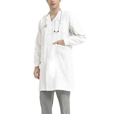 Dorimifa Blouse en Coton Chimie  Homme Blanche, Coton, Manche Longue Bouton Mince 3XL, Pour Médecin Et Kiné