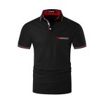 LIUPMWE Polo Homme, Manche Courte, Coton Casual Golf Noir-35