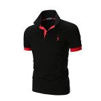 Aioidi Polo Coton À Manches Courtes Pour Homme Avec Broderie Girafe Rugby T-Shirt, Noir, 4xl