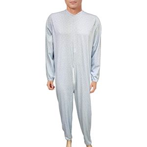 Cravana CRV Grenouillère Pour Hommes Et Femmes Seniors, 100 % Coton Frais, Estivale, Pyjama Médicalisé Fabriqué En Italie