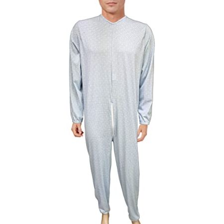 Cravana CRV Grenouillère Pour Hommes Et Femmes Seniors, 100 % Coton Frais, Estivale, Pyjama Médicalisé Fabriqué En Italie