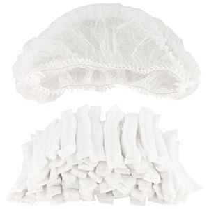 B-well Feather Charlotte Cheveux Jetable Lot de 100 Bonnets Jetables Respirants et Résistants avec Bande élastique (blanc)