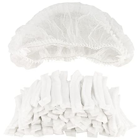 B-well Feather Charlotte Cheveux Jetable Lot de 100 Bonnets Jetables Respirants et Résistants avec Bande élastique (blanc)