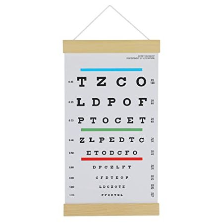 Snellen – Eye Chart for Vision Tests with Wooden Frame for Wall Decoration