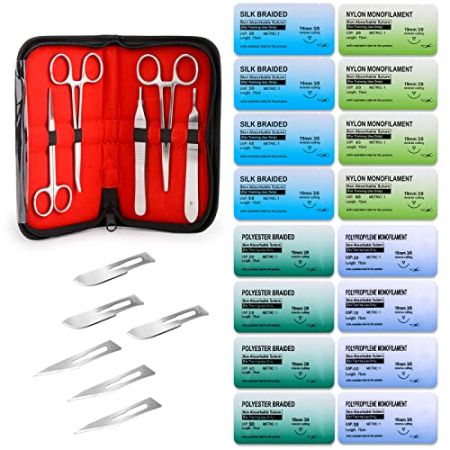 Sterile Suture Thread with Needle and Suture Tool Kit for Surgical Practice