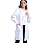 Icertag Blouse de médecin pour femme, blanche, Adaptée aux étudiants, Laboratoire scientifique, Infirmière, en coton（ Large）