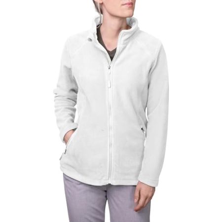 HRM 1202 Full-Zip Blouson Premium Micro Polaire I Veste Fonctionnelle Vêtements de Travail I Habits Femmes Haute Qualité et Durables, Blanc, XL