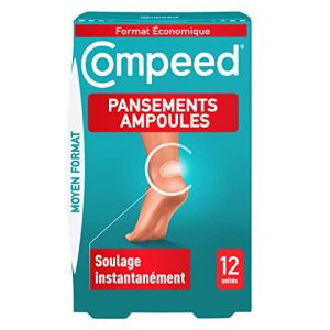 Compeed - 12 Pansements Ampoules Hydrocolloïdes - Seconde Peau - Cicatrisation Rapide - Moyen Format Économique (6,8 x 4,2 cm)