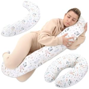 Totsy Baby XXL Nursing Pillow Side Sleeper Pillow - Cotton Pregnancy Pillow Adult Positioning Pillow 190 Cm Owls