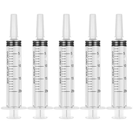 Yorgewd 5 pièces Seringue Alimentaire 20ml Seringue Plastique Seringue de Nourriture pour Oiseaux pour Alimentation Animale, la Mesure du Liquide,...