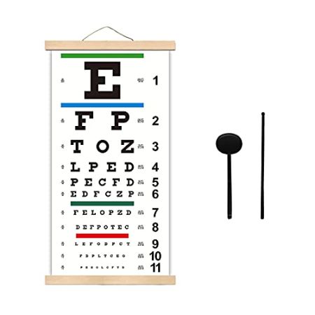 Eye Chart for Vision Tests at 20 Feet with Wooden Frame